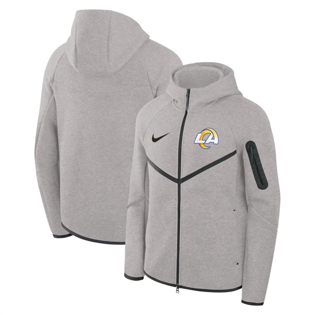 Men's Los Angeles Rams Gray Tech Fleece Full-Zip Windrunner Hoodie